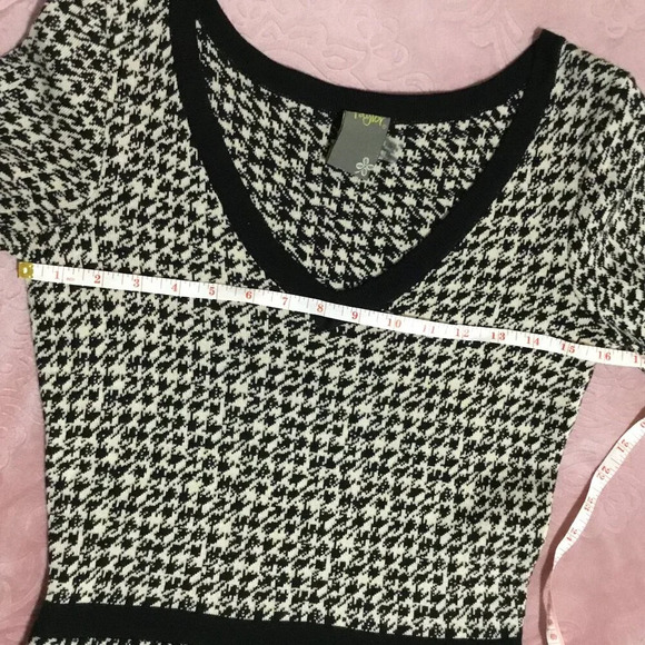 TAYLOR HOUNDSTOOTH Black & White Fit & Flare Dress SIZE S - Picture 5 of 8